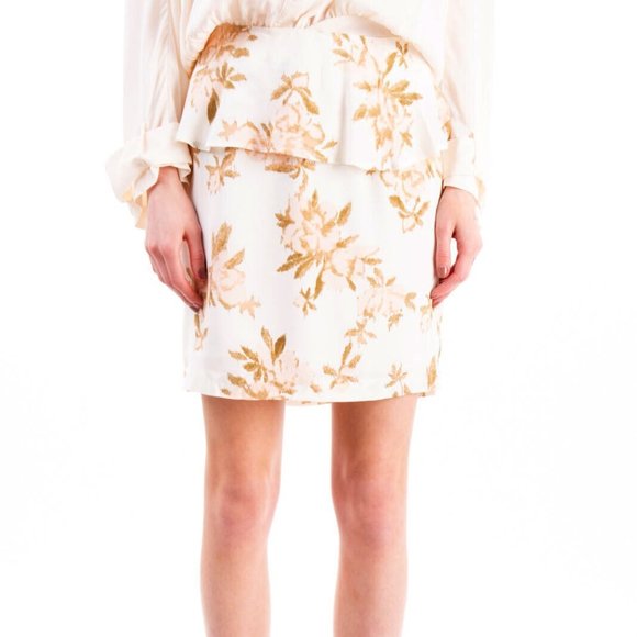 NWT GANNI St. Pierre Floral-print Crepe De Chine Peplum Mini Skirt - Picture 3 of 11